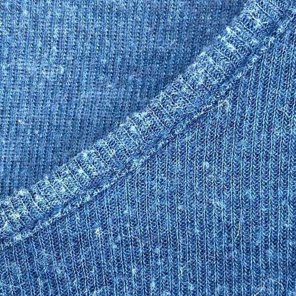 ACOTE Top Womens 1 M Lyocell Wool Ribbed Jersey Scoop Neck Long Sleeve Blue - Picture 5 of 12